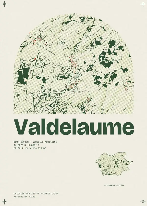 Affiche de Valdelaume, calculée par 123-fr d'après l'IGN