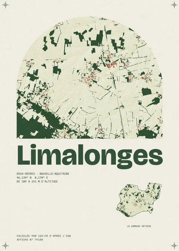 Affiche de Limalonges, calculée par 123-fr d'après l'IGN