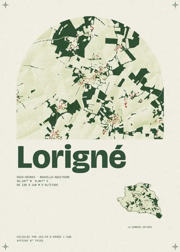 Affiche de Lorigné, calculée par 123-fr d'après l'IGN