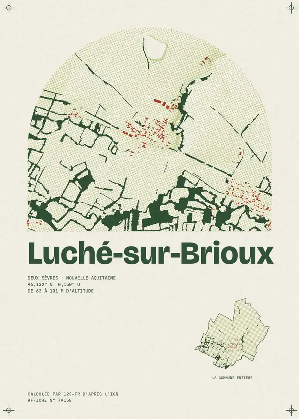 Affiche de Luché-sur-Brioux, calculée par 123-fr d'après l'IGN