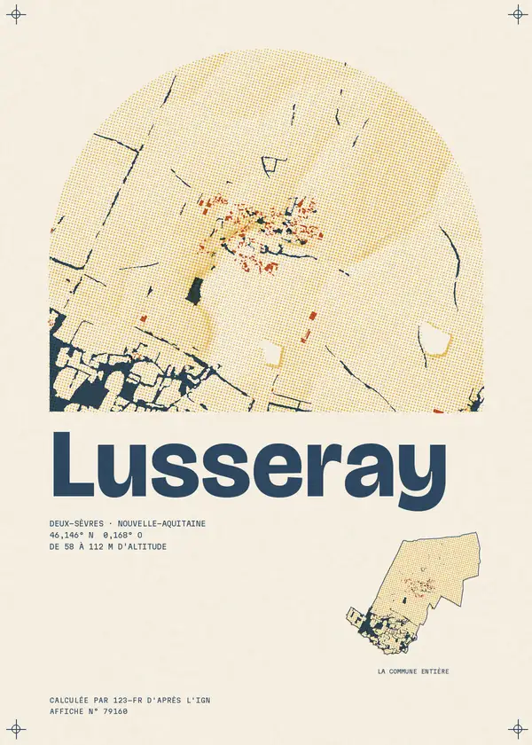 Affiche de Lusseray, calculée par 123-fr d'après l'IGN