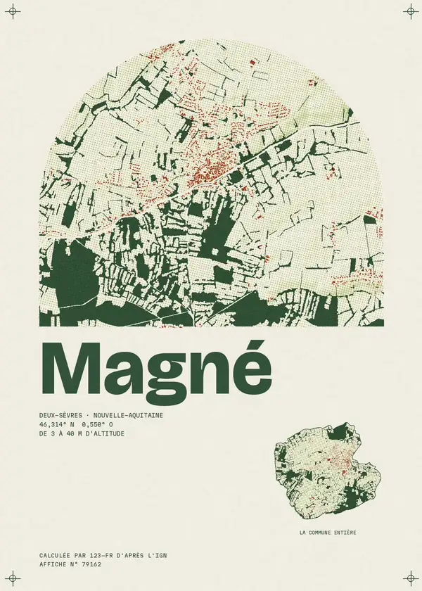 Affiche de Magné, calculée par 123-fr d'après l'IGN