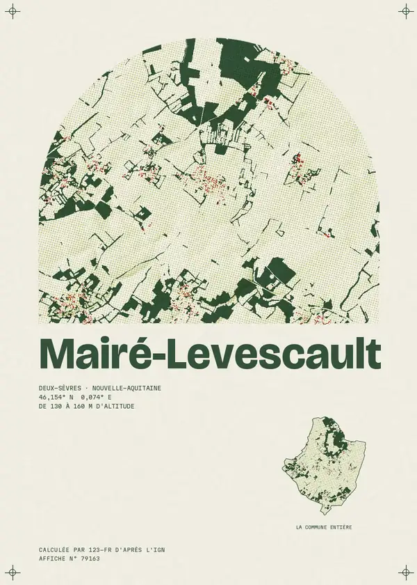 Affiche de Mairé-Levescault, calculée par 123-fr d'après l'IGN
