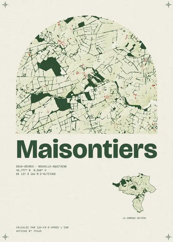 Affiche de Maisontiers, calculée par 123-fr d'après l'IGN