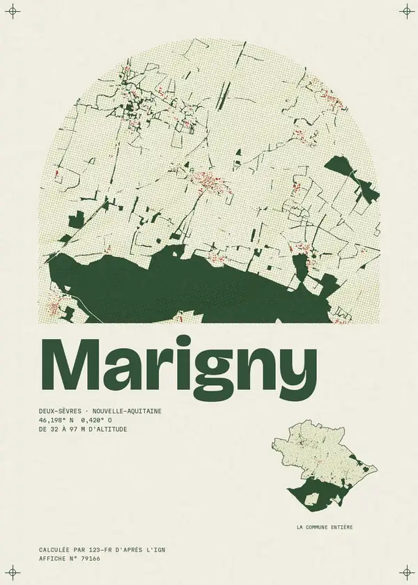 Affiche de Marigny, calculée par 123-fr d'après l'IGN