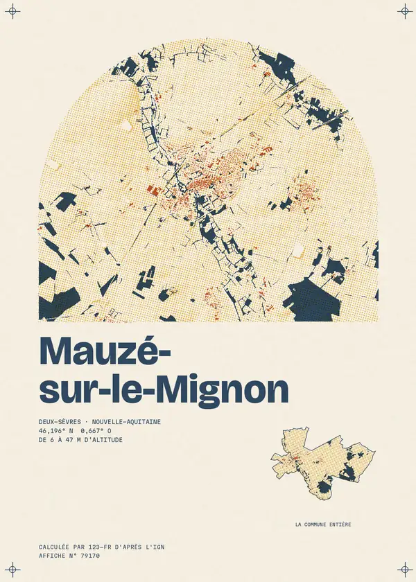 Affiche de Mauzé-sur-le-Mignon, calculée par 123-fr d'après l'IGN