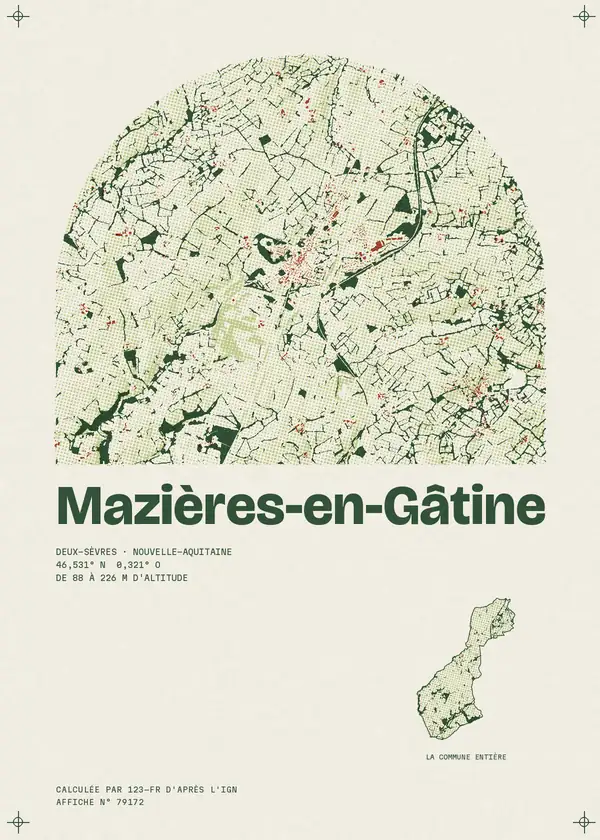Affiche de Mazières-en-Gâtine, calculée par 123-fr d'après l'IGN