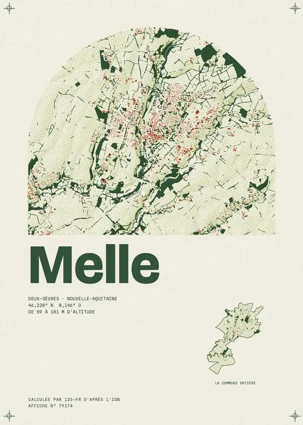 Affiche de Melle, calculée par 123-fr d'après l'IGN