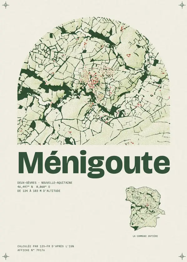 Affiche de Ménigoute, calculée par 123-fr d'après l'IGN