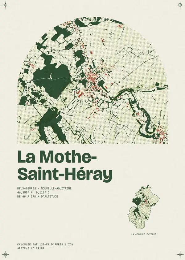 Affiche de La Mothe-Saint-Héray, calculée par 123-fr d'après l'IGN