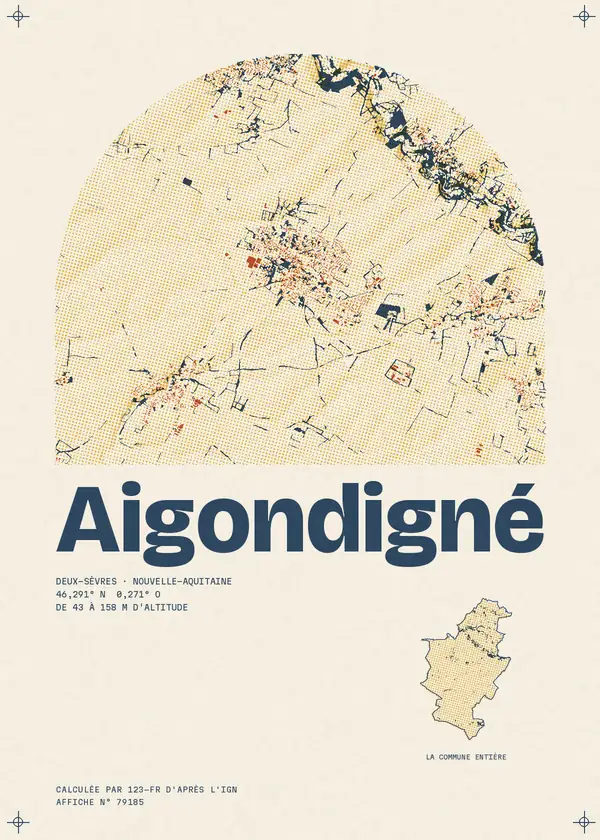 Affiche de Aigondigné, calculée par 123-fr d'après l'IGN