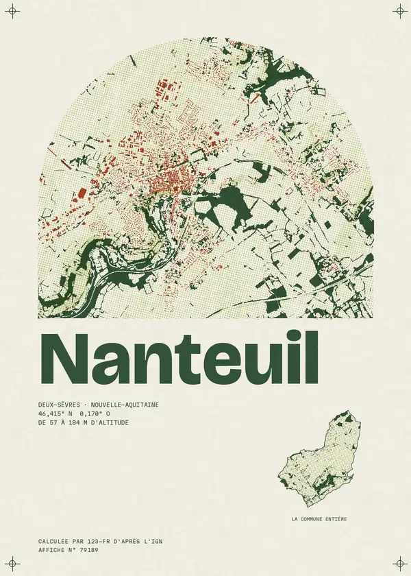 Affiche de Nanteuil, calculée par 123-fr d'après l'IGN
