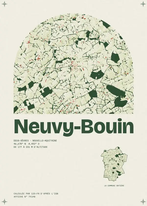 Affiche de Neuvy-Bouin, calculée par 123-fr d'après l'IGN