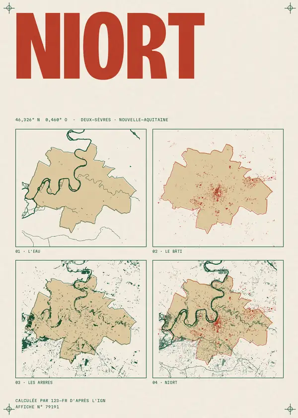 Affiche de Niort, calculée par 123-fr d'après l'IGN