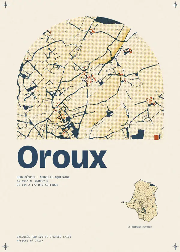 Affiche de Oroux, calculée par 123-fr d'après l'IGN