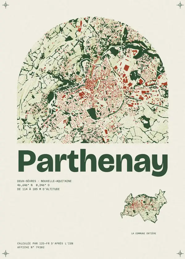 Affiche de Parthenay, calculée par 123-fr d'après l'IGN