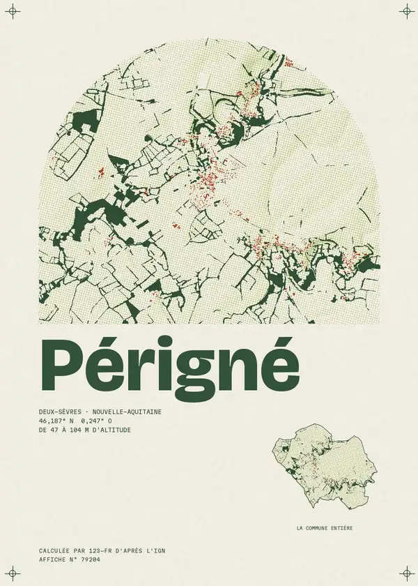 Affiche de Périgné, calculée par 123-fr d'après l'IGN