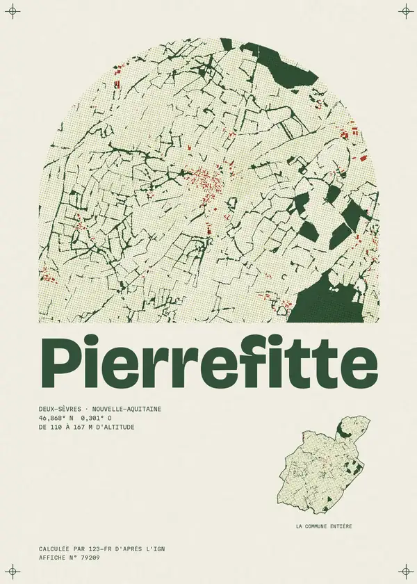 Affiche de Pierrefitte, calculée par 123-fr d'après l'IGN