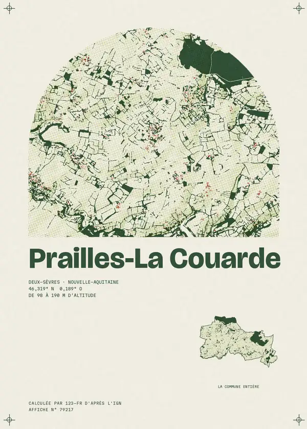 Affiche de Prailles-La Couarde, calculée par 123-fr d'après l'IGN