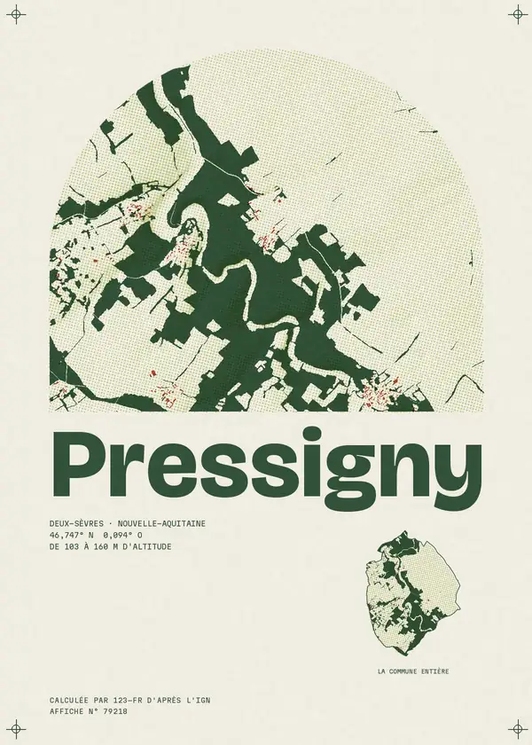 Affiche de Pressigny, calculée par 123-fr d'après l'IGN