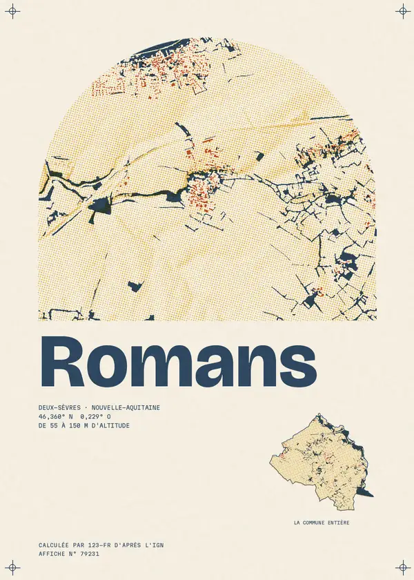 Affiche de Romans, calculée par 123-fr d'après l'IGN
