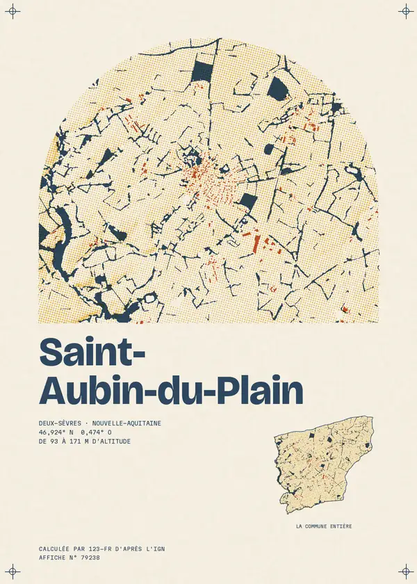 Affiche de Saint-Aubin-du-Plain, calculée par 123-fr d'après l'IGN