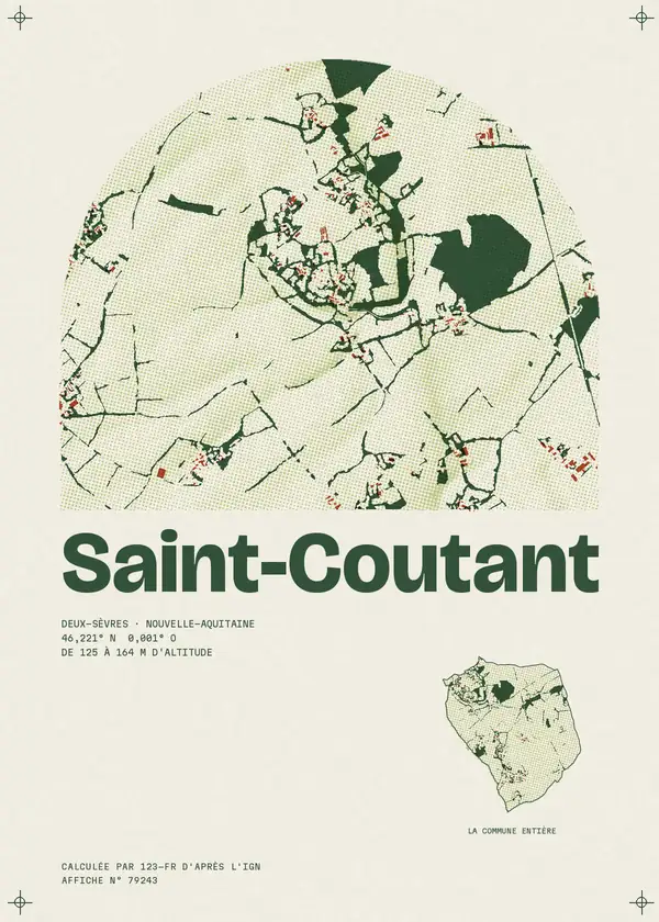 Affiche de Saint-Coutant, calculée par 123-fr d'après l'IGN