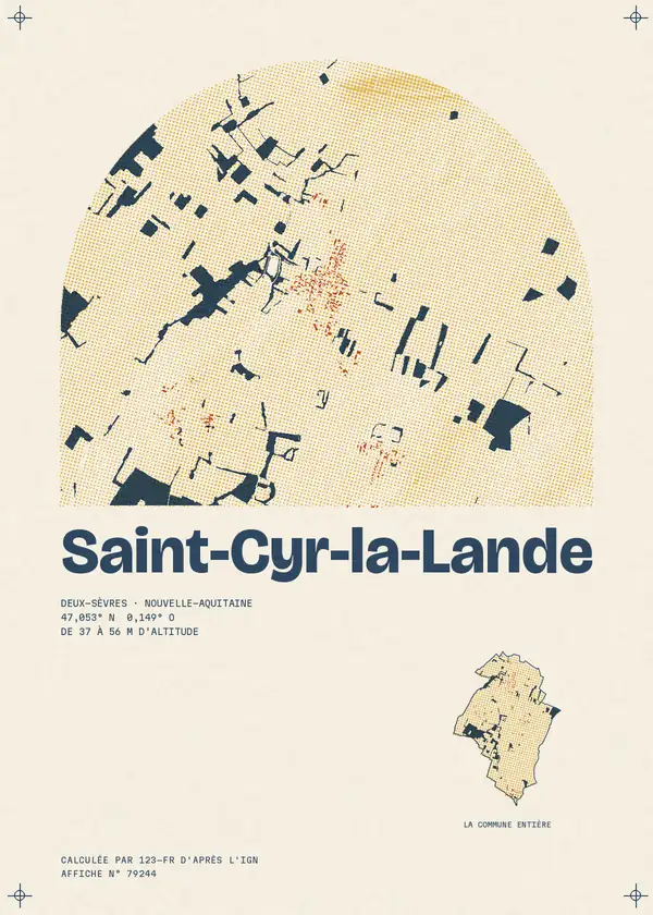 Affiche de Saint-Cyr-la-Lande, calculée par 123-fr d'après l'IGN