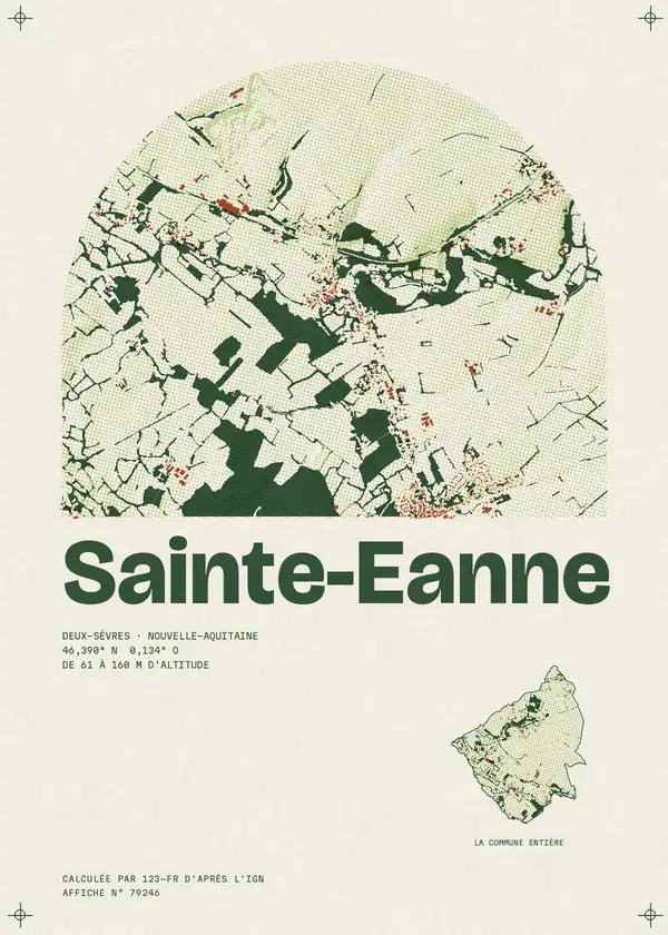 Affiche de Sainte-Eanne, calculée par 123-fr d'après l'IGN