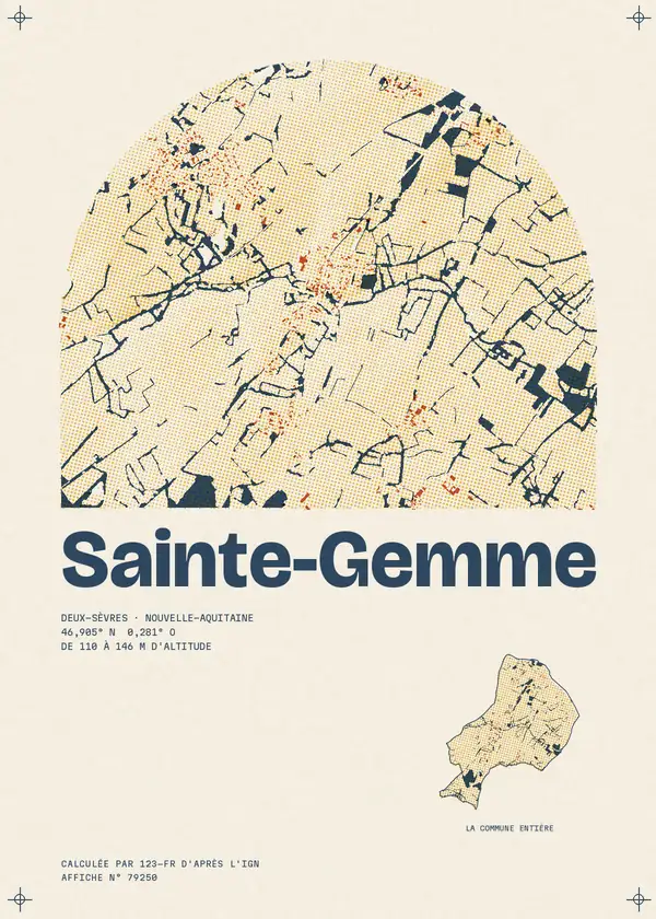 Affiche de Sainte-Gemme, calculée par 123-fr d'après l'IGN