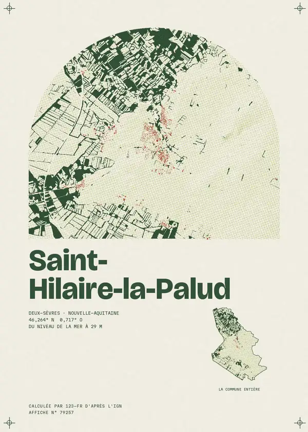 Affiche de Saint-Hilaire-la-Palud, calculée d'après l'IGN