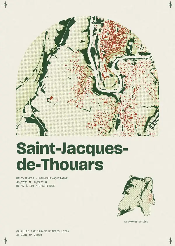 Affiche de Saint-Jacques-de-Thouars, calculée par 123-fr d'après l'IGN