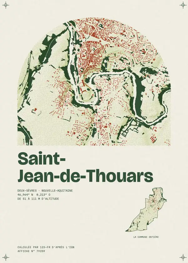 Affiche de Saint-Jean-de-Thouars, calculée par 123-fr d'après l'IGN