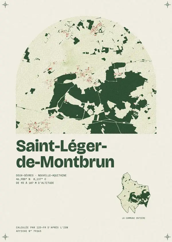 Affiche de Saint-Léger-de-Montbrun, calculée par 123-fr d'après l'IGN