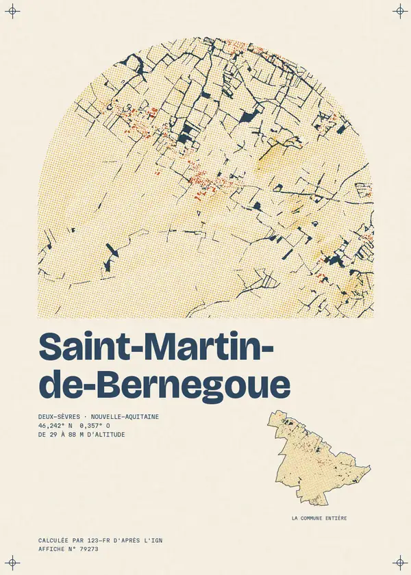 Affiche de Saint-Martin-de-Bernegoue, calculée par 123-fr d'après l'IGN