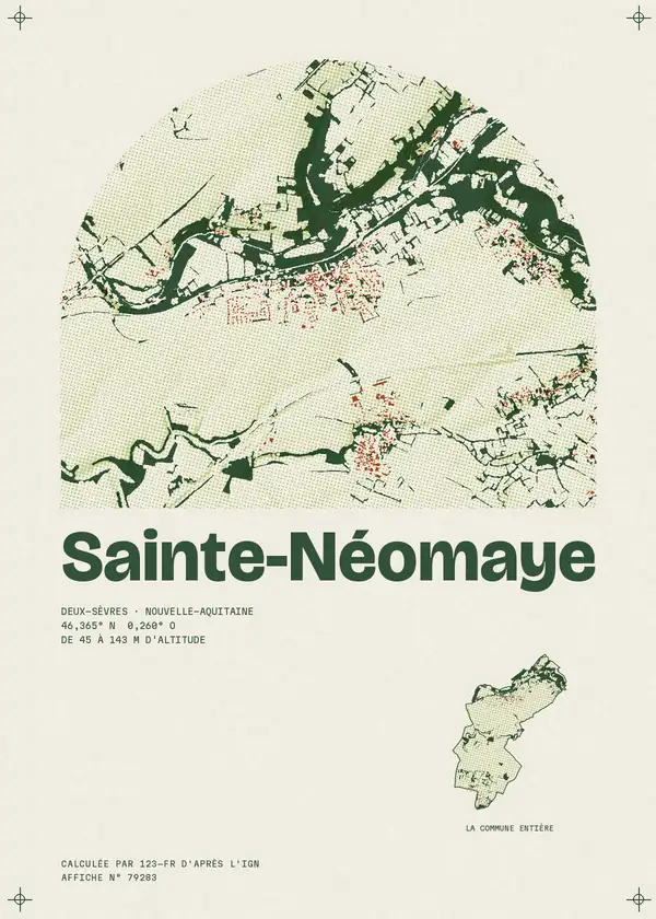 Affiche de Sainte-Néomaye, calculée par 123-fr d'après l'IGN
