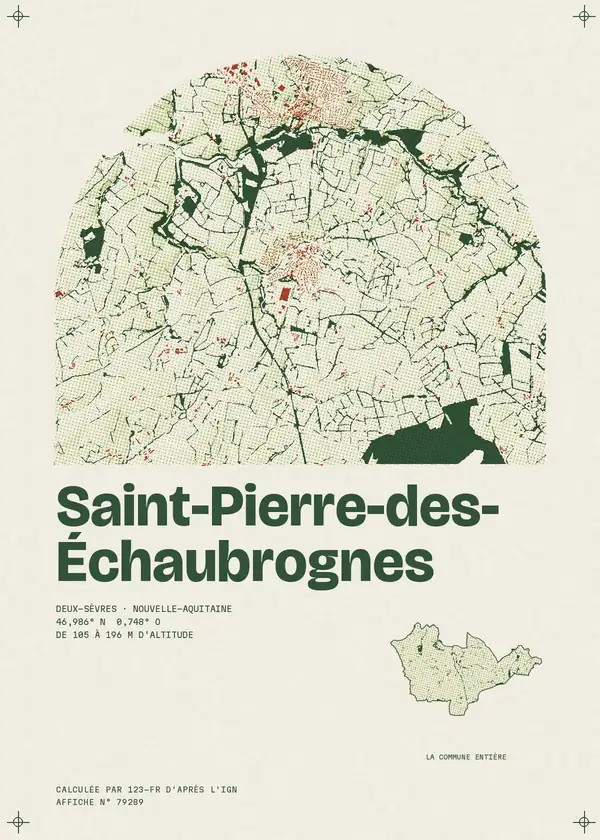 Affiche de Saint-Pierre-des-Échaubrognes, calculée par 123-fr d'après l'IGN