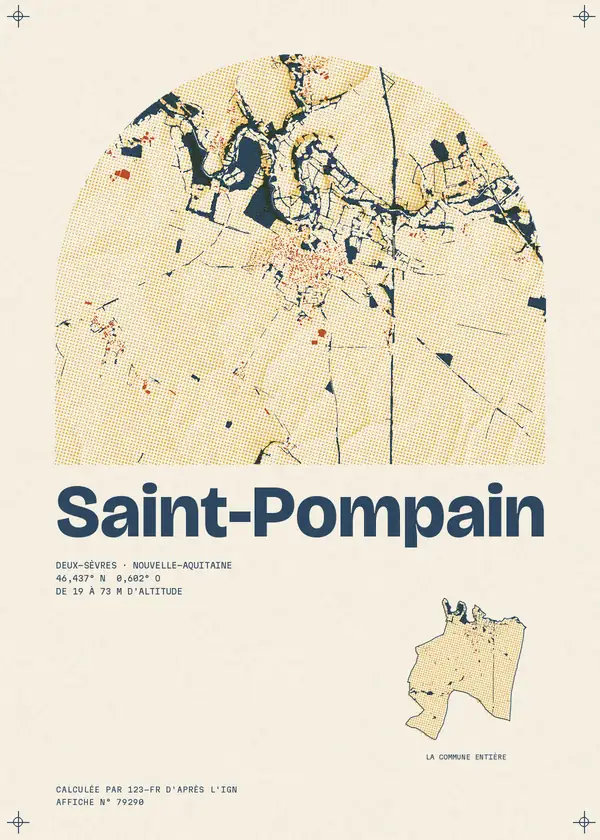 Affiche de Saint-Pompain, calculée par 123-fr d'après l'IGN