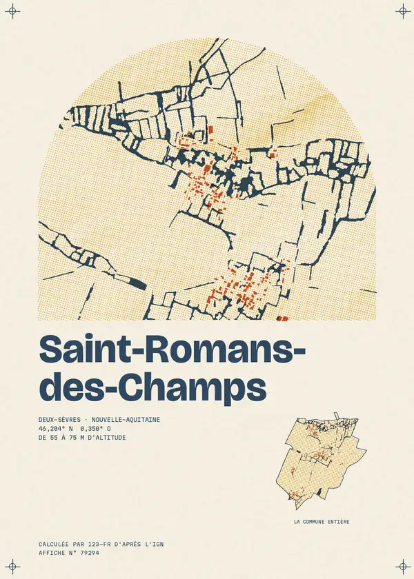 Affiche de Saint-Romans-des-Champs, calculée par 123-fr d'après l'IGN