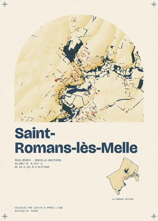 Affiche de Saint-Romans-lès-Melle, calculée par 123-fr d'après l'IGN