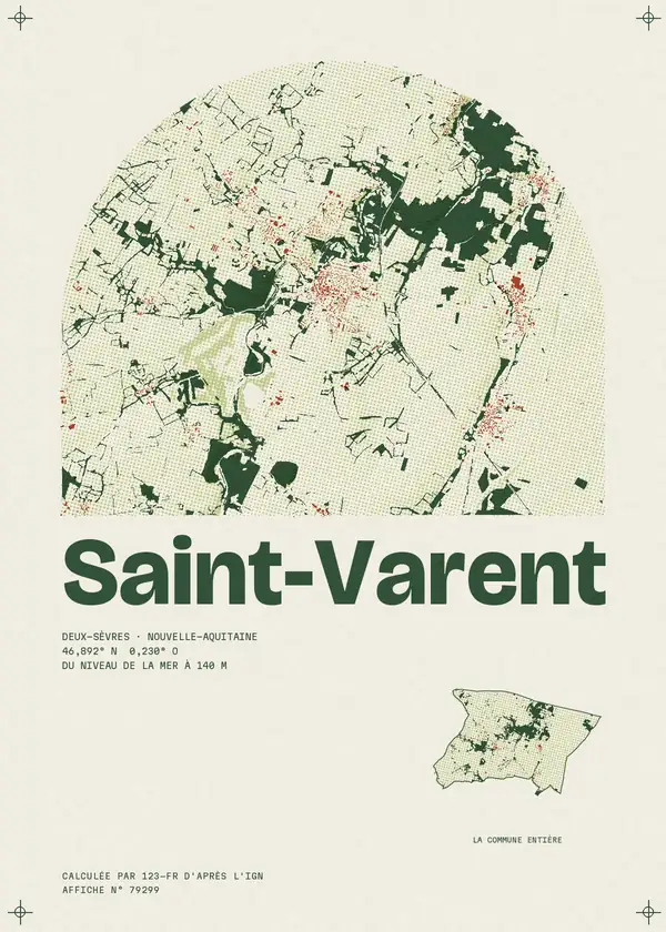 Affiche de Saint-Varent, calculée par 123-fr d'après l'IGN