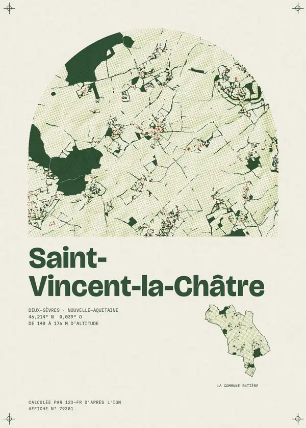 Affiche de Saint-Vincent-la-Châtre, calculée par 123-fr d'après l'IGN