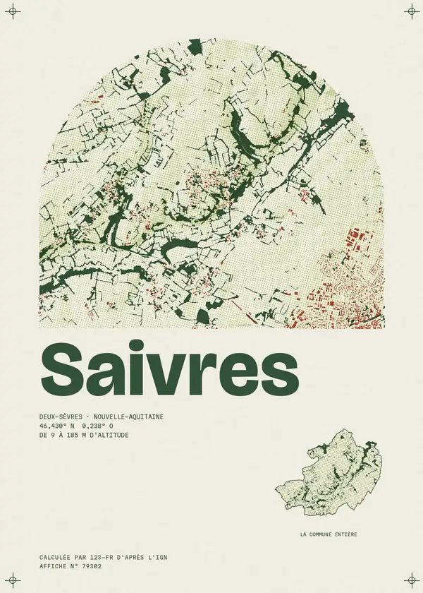 Affiche de Saivres, calculée par 123-fr d'après l'IGN