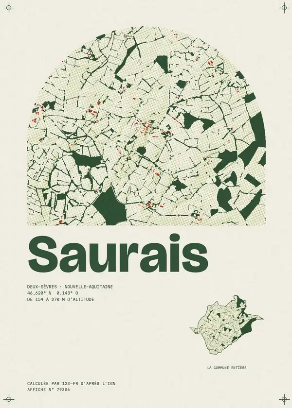 Affiche de Saurais, calculée par 123-fr d'après l'IGN