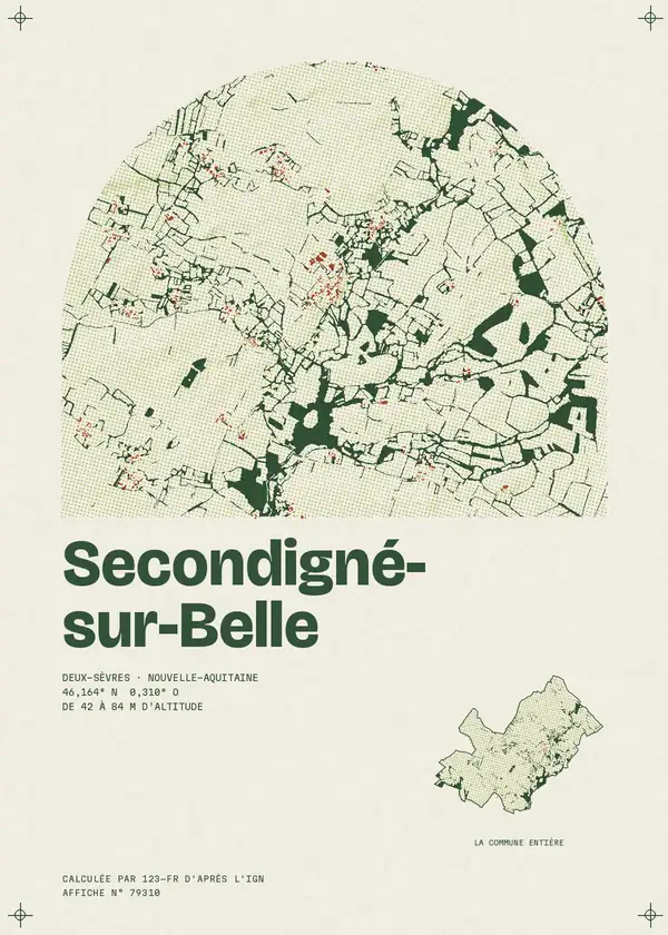 Affiche de Secondigné-sur-Belle, calculée par 123-fr d'après l'IGN