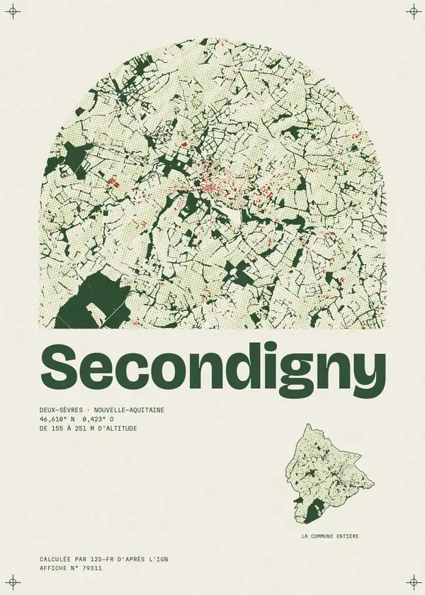 Affiche de Secondigny, calculée par 123-fr d'après l'IGN