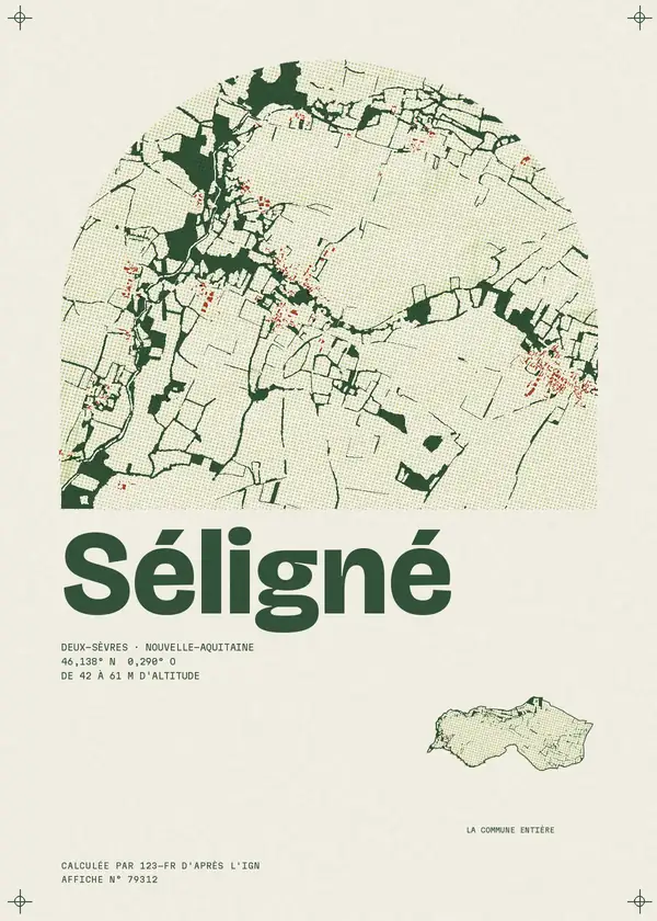 Affiche de Séligné, calculée par 123-fr d'après l'IGN