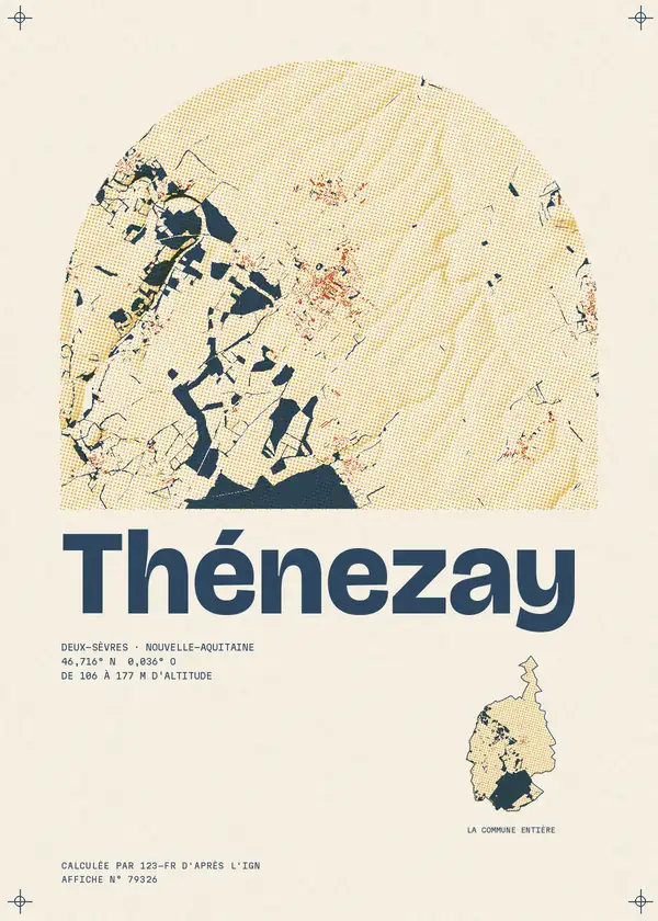 Affiche de Thénezay, calculée par 123-fr d'après l'IGN