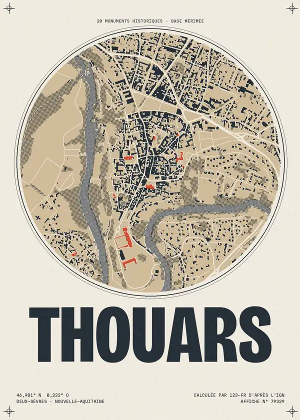 Affiche de Thouars, calculée par 123-fr d'après l'IGN