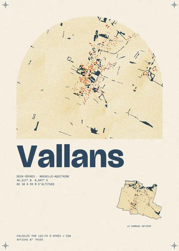 Affiche de Vallans, calculée par 123-fr d'après l'IGN